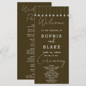 Silver Hanging Stars Dark Brown Wedding Program (Vorne/Hinten)