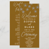 Silver Hanging Stars Dark Gold Wedding Program (Vorne/Hinten)
