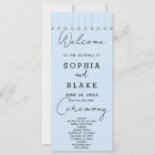 Silver Hanging Stars Light Blue Wedding Program (Vorderseite)