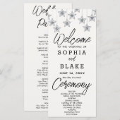 Silver Hanging Stars Off White Wedding Programm (Vorne/Hinten)