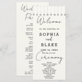 Silver Hanging Stars Off White Wedding Programm (Vorne/Hinten)