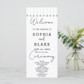 Silver Hanging Stars White Wedding Program (Stehend Vorderseite)