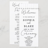 Silver Hanging Stars White Wedding Program (Vorne/Hinten)
