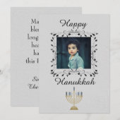 Silver Hanukkah Foto Feiertagskarte (Vorne/Hinten)