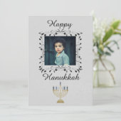 Silver Hanukkah Foto Feiertagskarte (Stehend Vorderseite)
