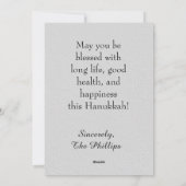 Silver Hanukkah Foto Feiertagskarte (Rückseite)