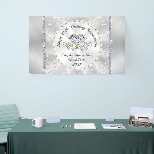 Silver Happy 25. Wedding Anniversary Banner (Messeveranstaltung)