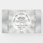 Silver Happy 25. Wedding Anniversary Banner (Horizontal)