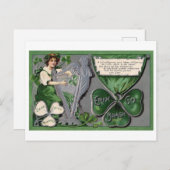 Silver Harp, Kleeblatt, St. Patrick's Day, Vintag Postkarte (Vorne/Hinten)