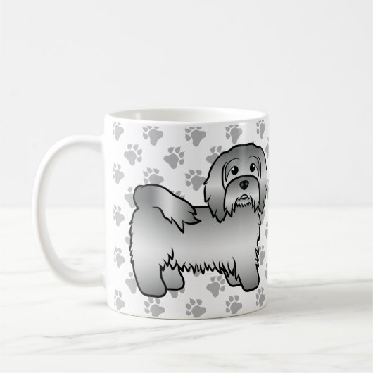 Silver Havanese Niedlich Cartoon Dog Illustration Kaffeetasse (Links)
