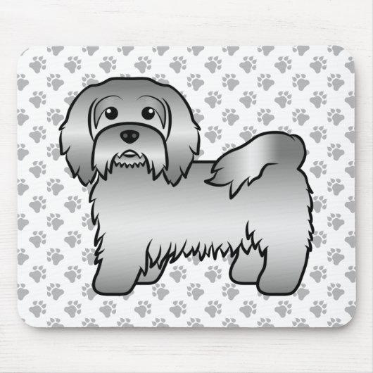 Silver Havanese Niedlich Cartoon Dog Illustration Mousepad (Vorne)