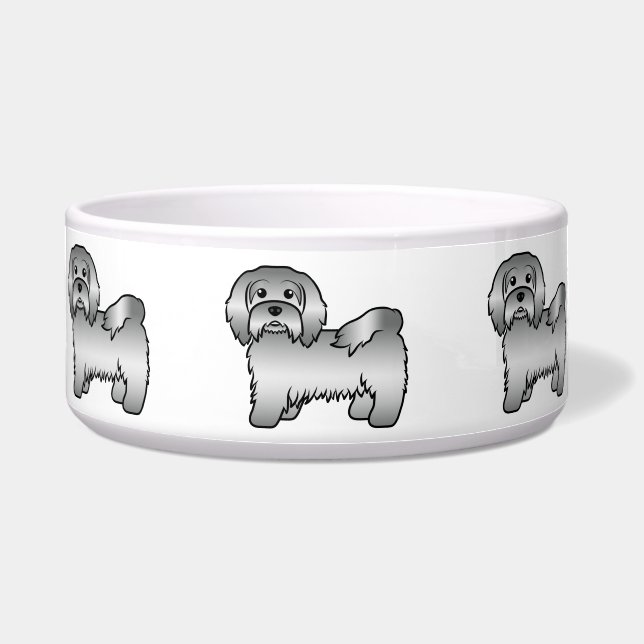 Silver Havanese Niedlich Cartoon Dog Illustration Napf (Vorderseite)