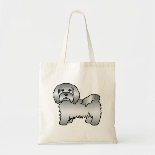 Silver Havanese Niedlich Cartoon Dog Illustration Tragetasche (Vorne)