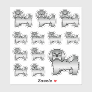 Silver Havanese Niedlich Cartoon Dog Illustratione Aufkleber