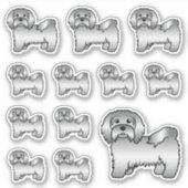 Silver Havanese Niedlich Cartoon Dog Illustratione Aufkleber (Vorderseite)