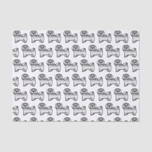 Silver Havanese Niedlich Cartoon Dog Muster Seidenpapier (Vorderseite)