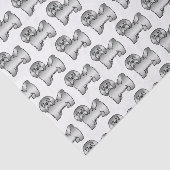 Silver Havanese Niedlich Cartoon Dog Muster Seidenpapier (Ausschnitt)