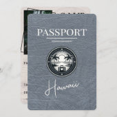 Silver Hawaii Passport Save the Date (Vorne/Hinten)