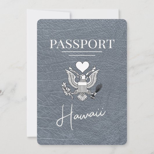 Silver Hawaii Passport Wedding Einladung (Rückseite)