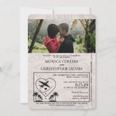 Silver Hawaii Passport Wedding Einladung (Vorderseite)