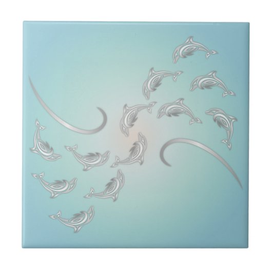 "Silver Hawaiian Waves" | Moderne Küste Fliese (Vorderseite)