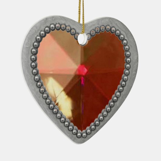 Silver Heart and Ruby Foto Frame Keramikornament (Rechts)