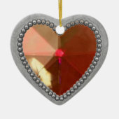 Silver Heart and Ruby Foto Frame Keramikornament (Vorne)