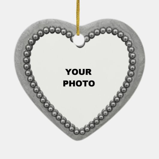 Silver Heart and Ruby Foto Frame Keramikornament (Hinten)