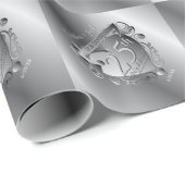 Silver Heart Emblem zum 25. Hochzeitstag Geschenkpapier (Rolleneckpunkt)