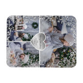 Silver Heart Funkelnd Foto Frohe Weihnachten Magnet (Horizontal)