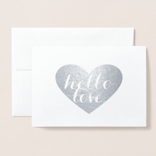Silver Heart Hello Folienkarte (Vorderseite mit Umschlag)