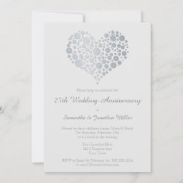 Silver Heart Imitate Foil 25. Hochzeitstag Einladung