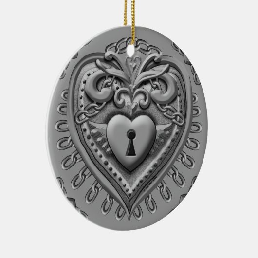 Silver Heart Lock Ornament (Rechts)
