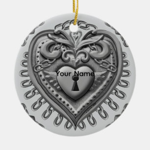 Silver Heart Lock Ornament