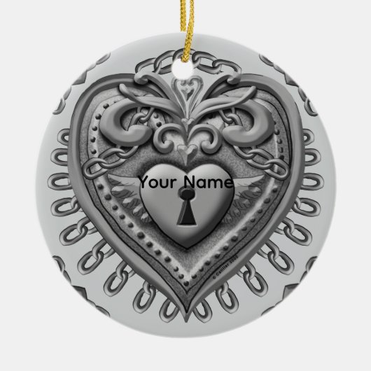 Silver Heart Lock Ornament (Vorne)