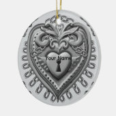 Silver Heart Lock Ornament (Links)