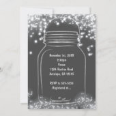 Silver Heart Mason Jar & Sparkle Lights JEDE FARBE Einladung (Rückseite)