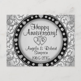 Silver Heart Monogram | Einladung zum Jahrestag