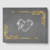  Silver Heart on Grey with Gold Border Gästebuch (Rückseite)
