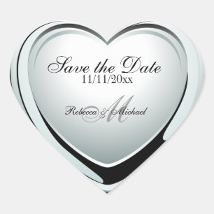 Silver Heart Pendant Save the Date Herz-Aufkleber
