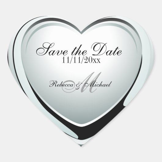 Silver Heart Pendant Save the Date Herz-Aufkleber (Vorderseite)