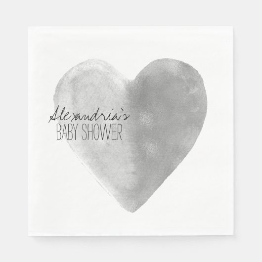 Silver Heart Personalisiert Napkins Serviette (Vorderseite)