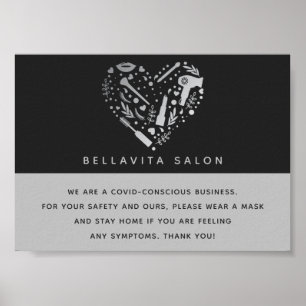 Silver Heart Salon Covid Bewusstsein Sicherheit Poster