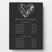 Silver Heart Salon Price Menu Plaque Fotoplatte (Vorderseite)