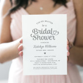 Silver Heart Script Wedding Brautparty Einladung