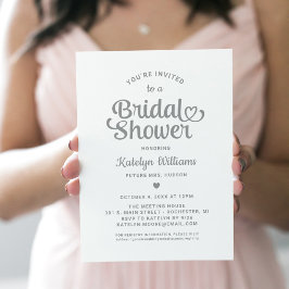 Silver Heart Script Wedding Brautparty Einladung