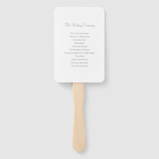 Silver Heart Script Wedding Willkommensfeier Fächer (Rückseite)