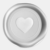 Silver Heart Wax Siegel Hochzeitskleber Runder Aufkleber (Vorderseite)