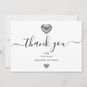 Silver Heart Wedding Vielen Dank Dankeskarte (Vorderseite)