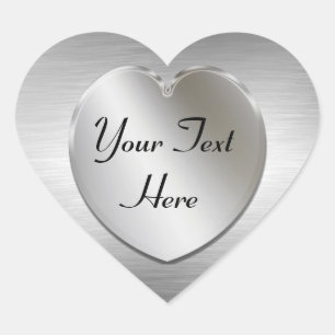 Silver Heart zum Personalisieren von Stickern Herz-Aufkleber